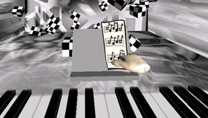 Placing music note on stand