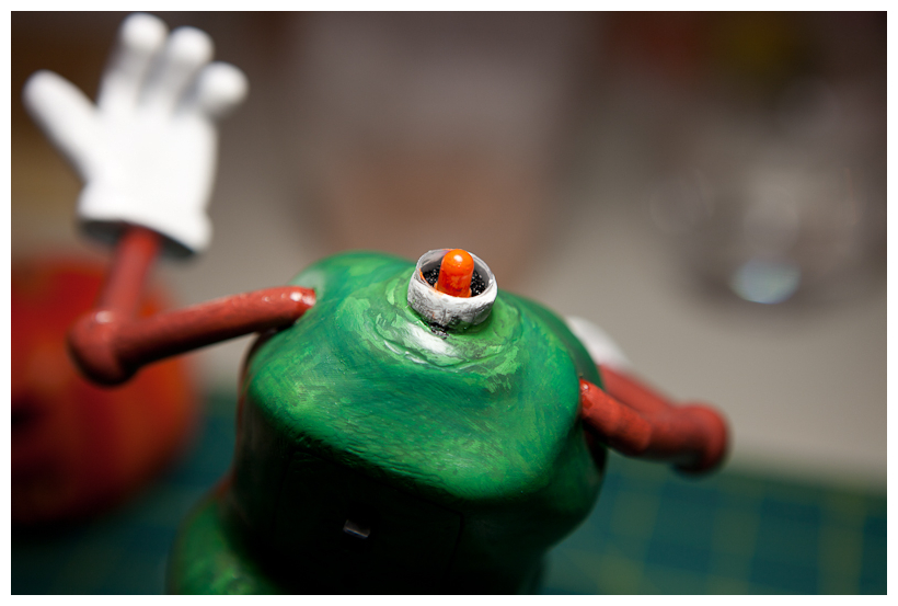 Pumpkin head illuminated by LED