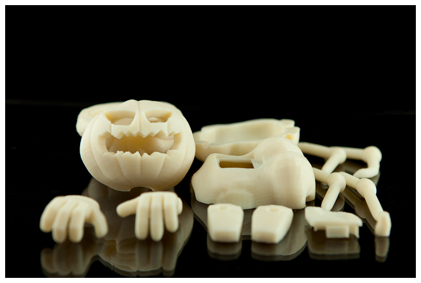 Close-up of cleaned printed parts