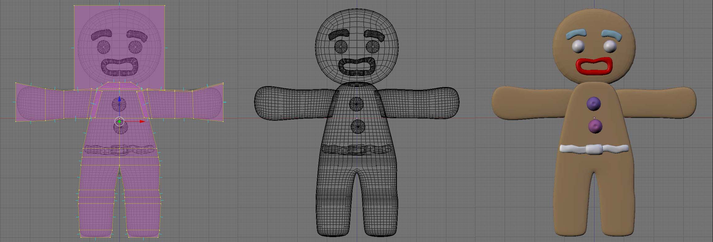 Completed gingerbread character with facial features